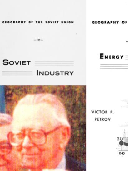 Photo of Viktor Petrov and covers from two of his publications