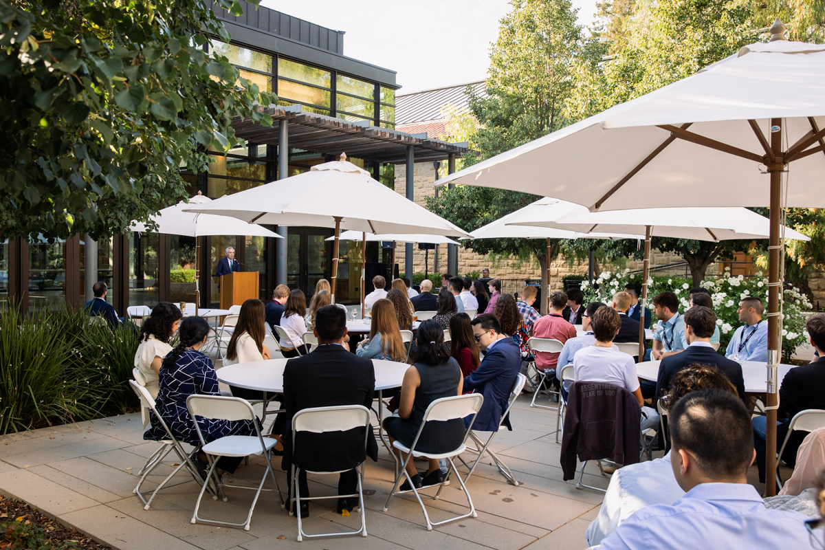 Scott Atlas speaking to students at the 2024 Hoover Institution Summer Policy Boot Camp