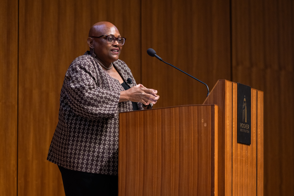 Distinguished Visiting Fellow Jendayi Fraser speaks to HISPBC participants about the development challenges facing the African continent on August 11, 2024. (Patrick Beaudouin)