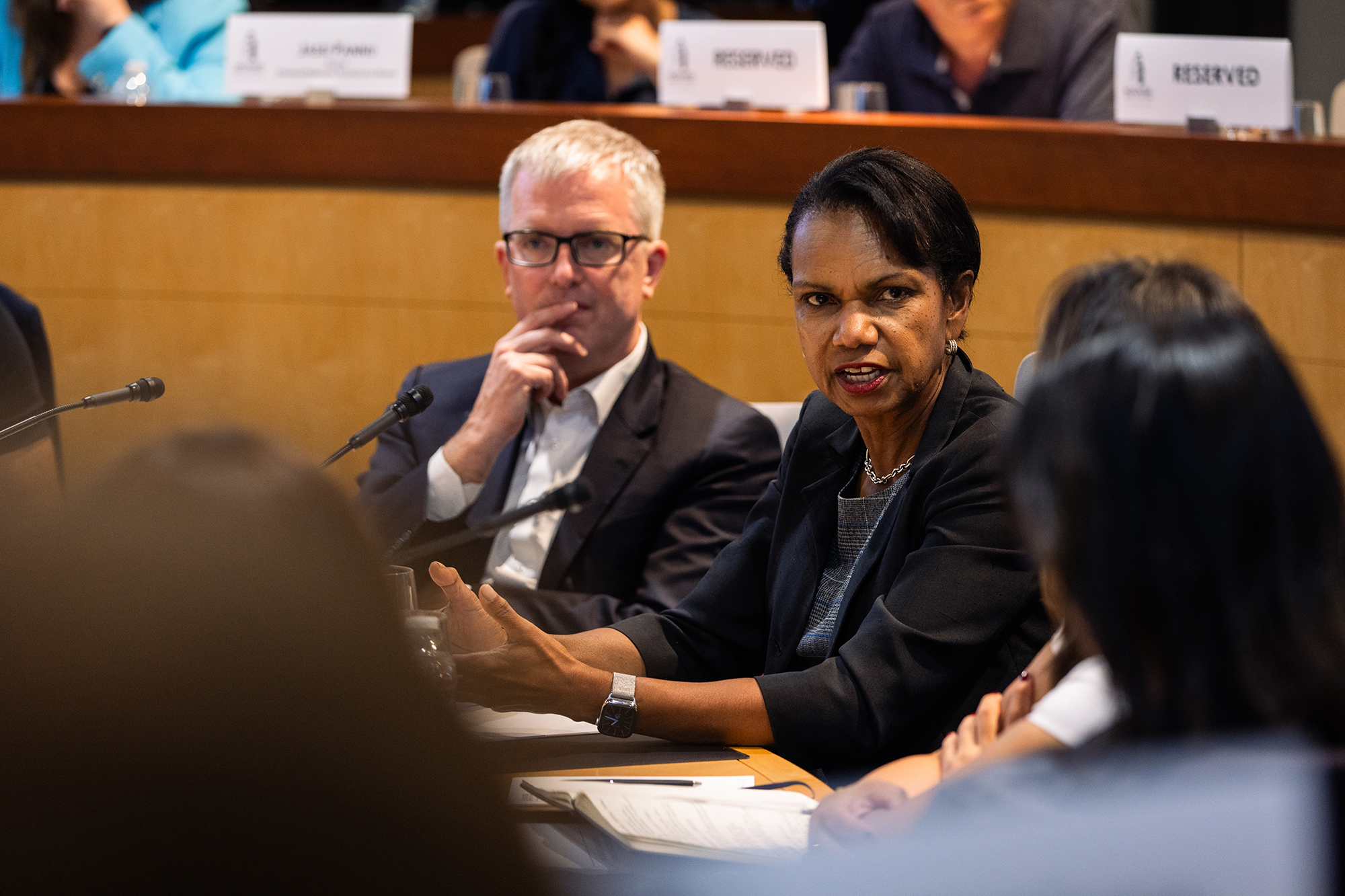 Condoleezza Rice and Drew Endy at the Inaugural Congressional Fellowship Program on Biotechnology Strategy 