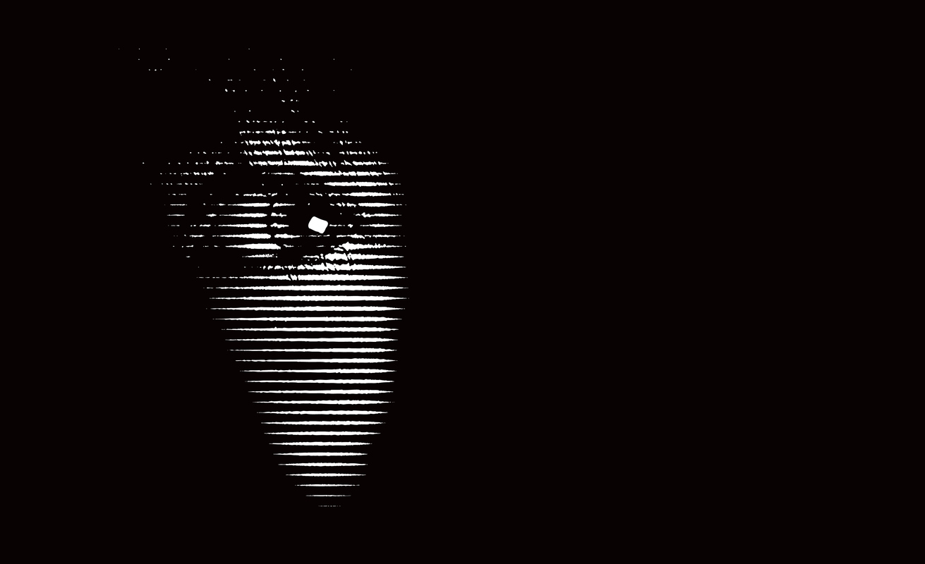 Terrified eye peeking in the dark stock illustration