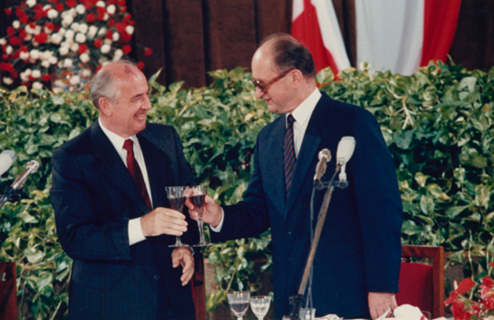 Mikhail Gorbachev with Wojciech Jaruzelski Warsaw 1988