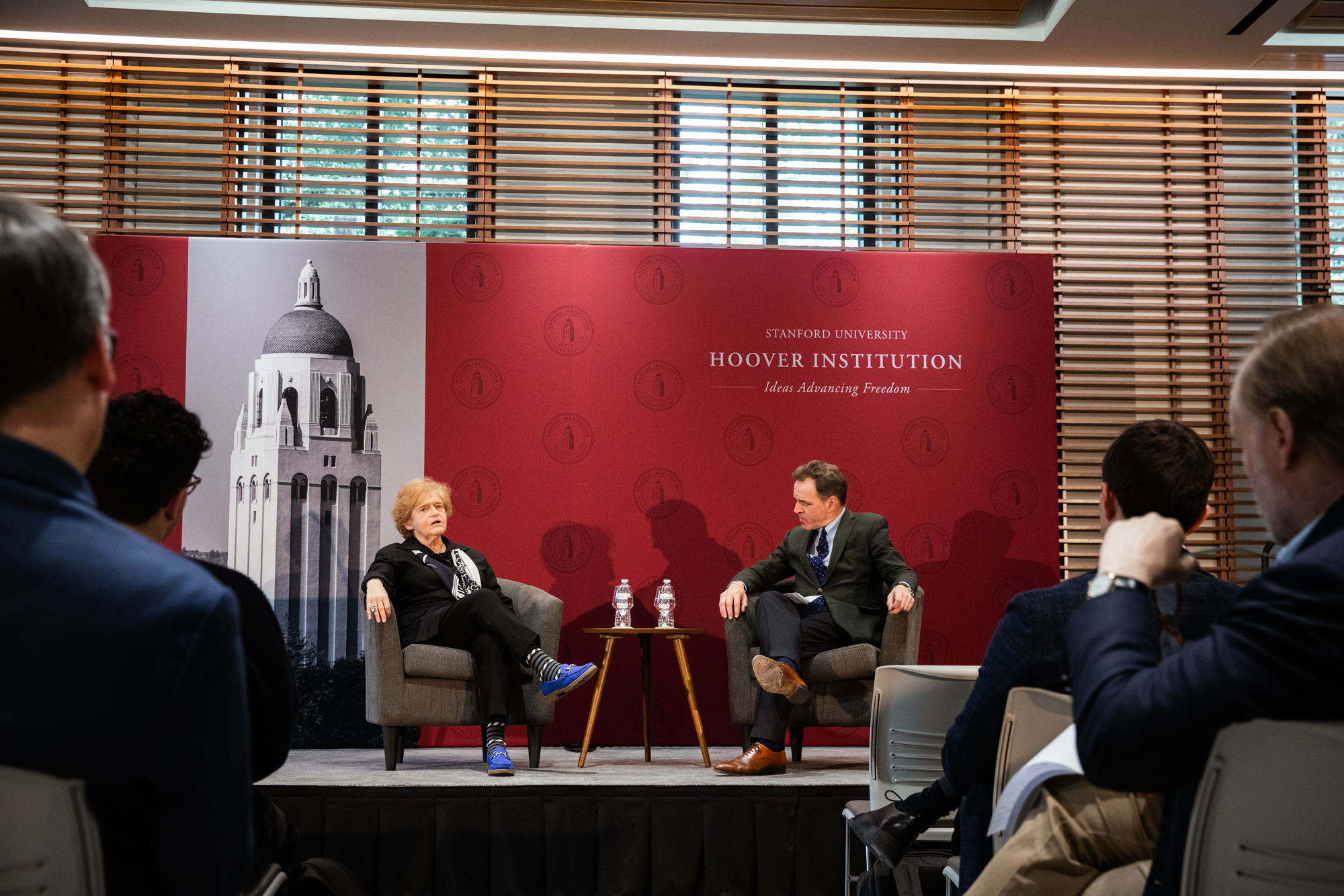 Deborah Lipstadt, who served as US special envoy for monitoring and combating anti-Semitism, speaks with Hoover Senior Fellow Niall Ferguson at the 2025 Hoover History Symposium on anti-Semitism on February 11, 2025. (Patrick Beaudouin)