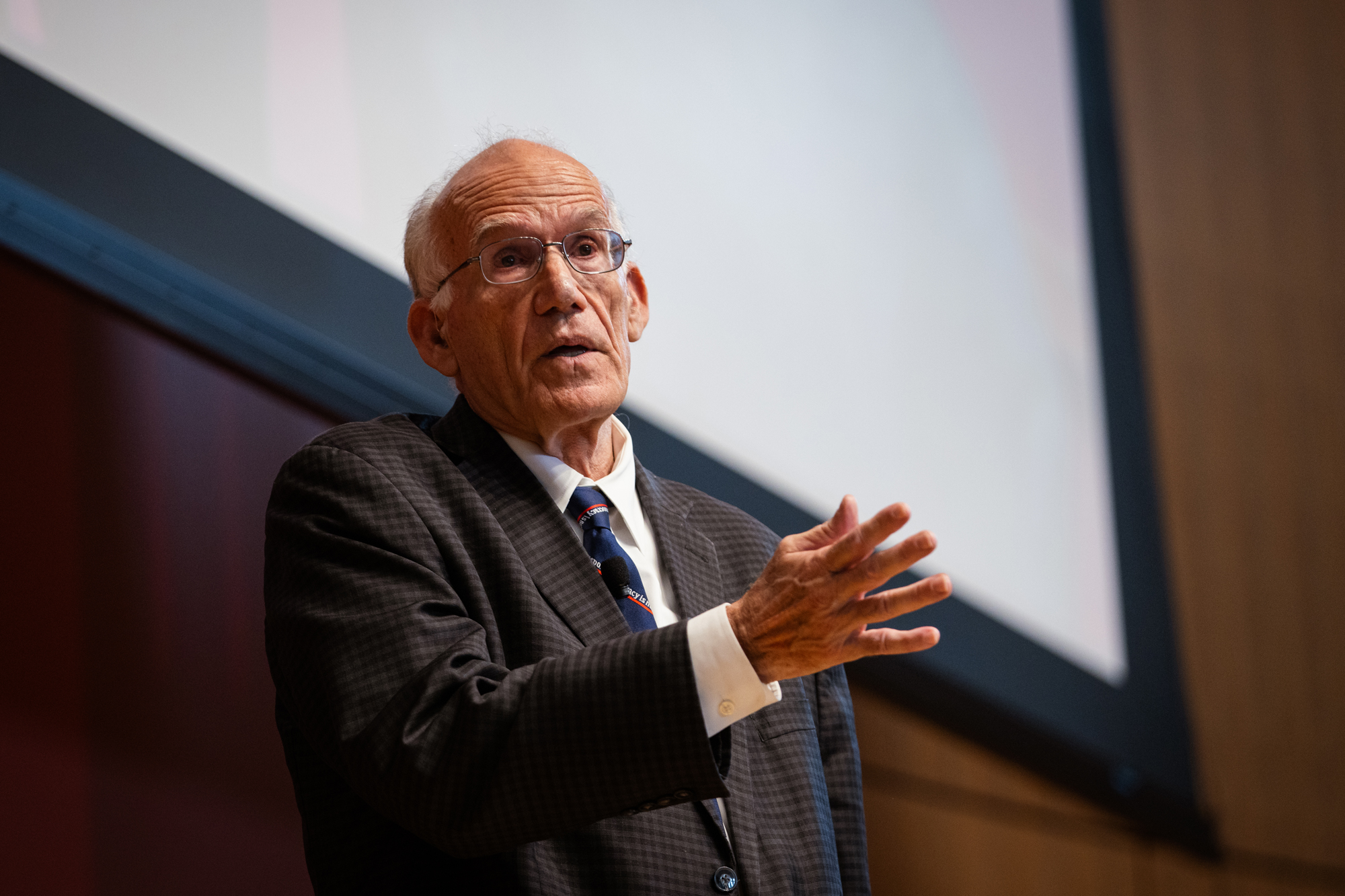 Senior Fellow Victor Davis Hanson speaks about the second Trump administration on October 9, 2025. (Patrick Beaudouin)