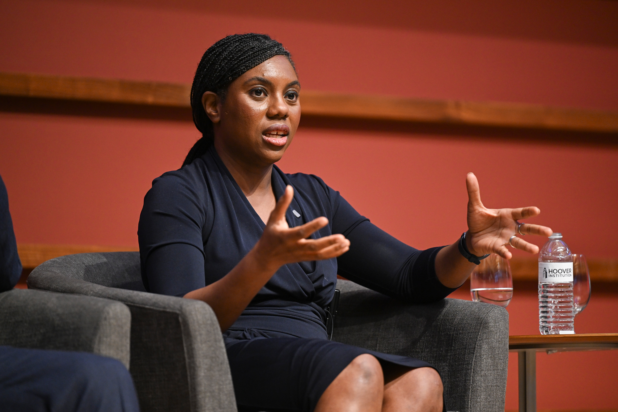 UK Conservative Leader Kemi Badenoch speaks about Thomas Sowell’s impact on her life on October 20, 2025. (Patrick Beaudouin)