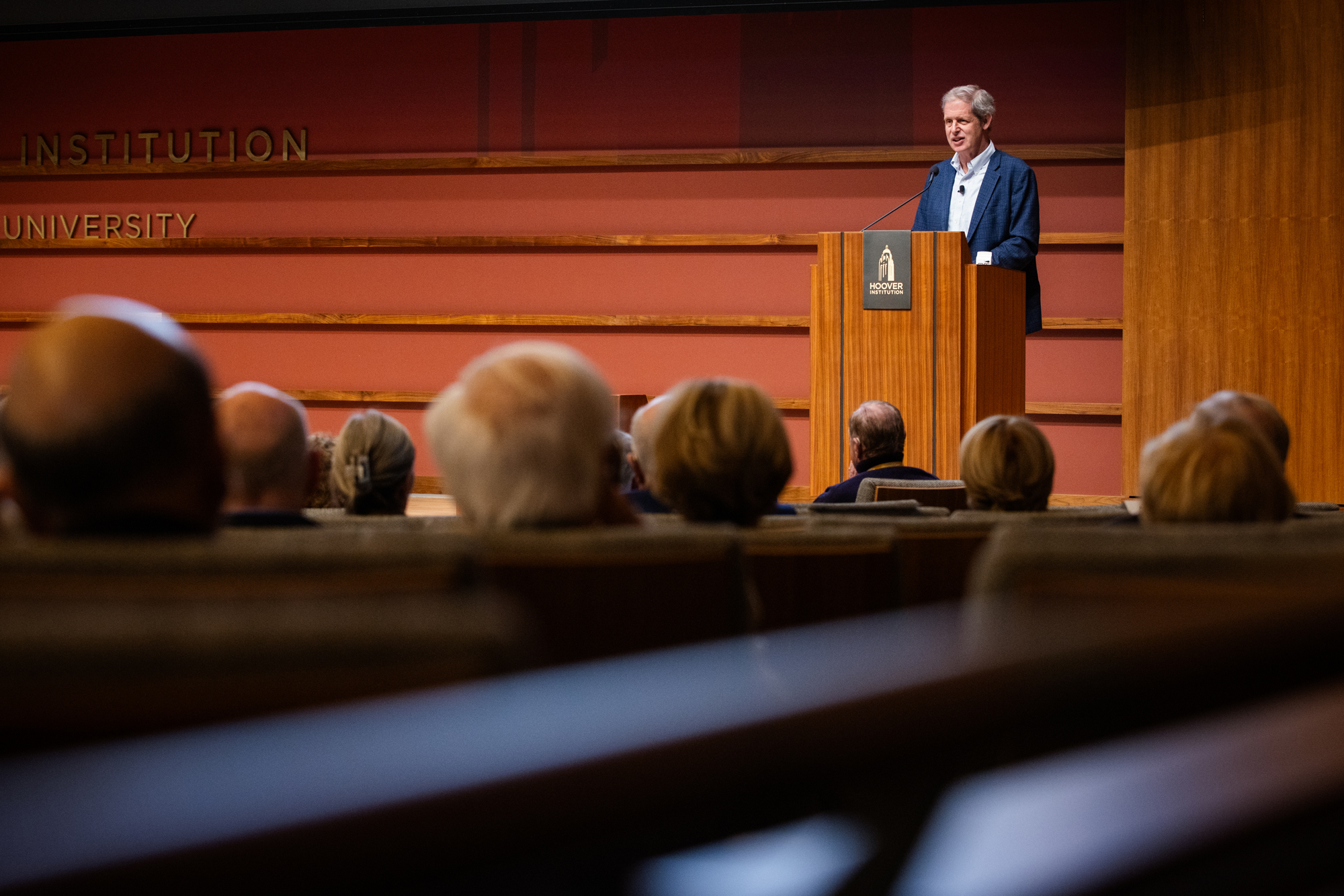 Eugene Volokh speaks about the First Amendment in Hauck Auditorium on October 10, 2025. (Patrick Beaudouin)