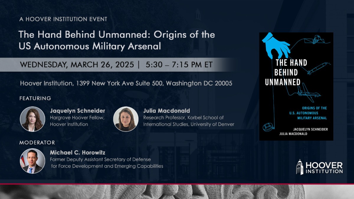 "The Hand Behind Unmanned" book launch event with Jacquelyn Schneider