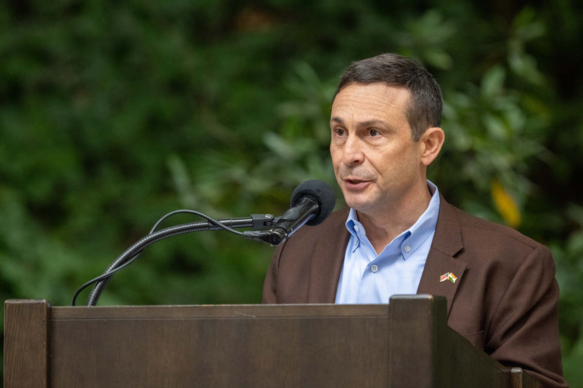 Defense Innovation Unit Director Doug Beck speaks at the INDUS-X Summit at Stanford on September 10, 2024. (US-India Strategic Partnership Forum)