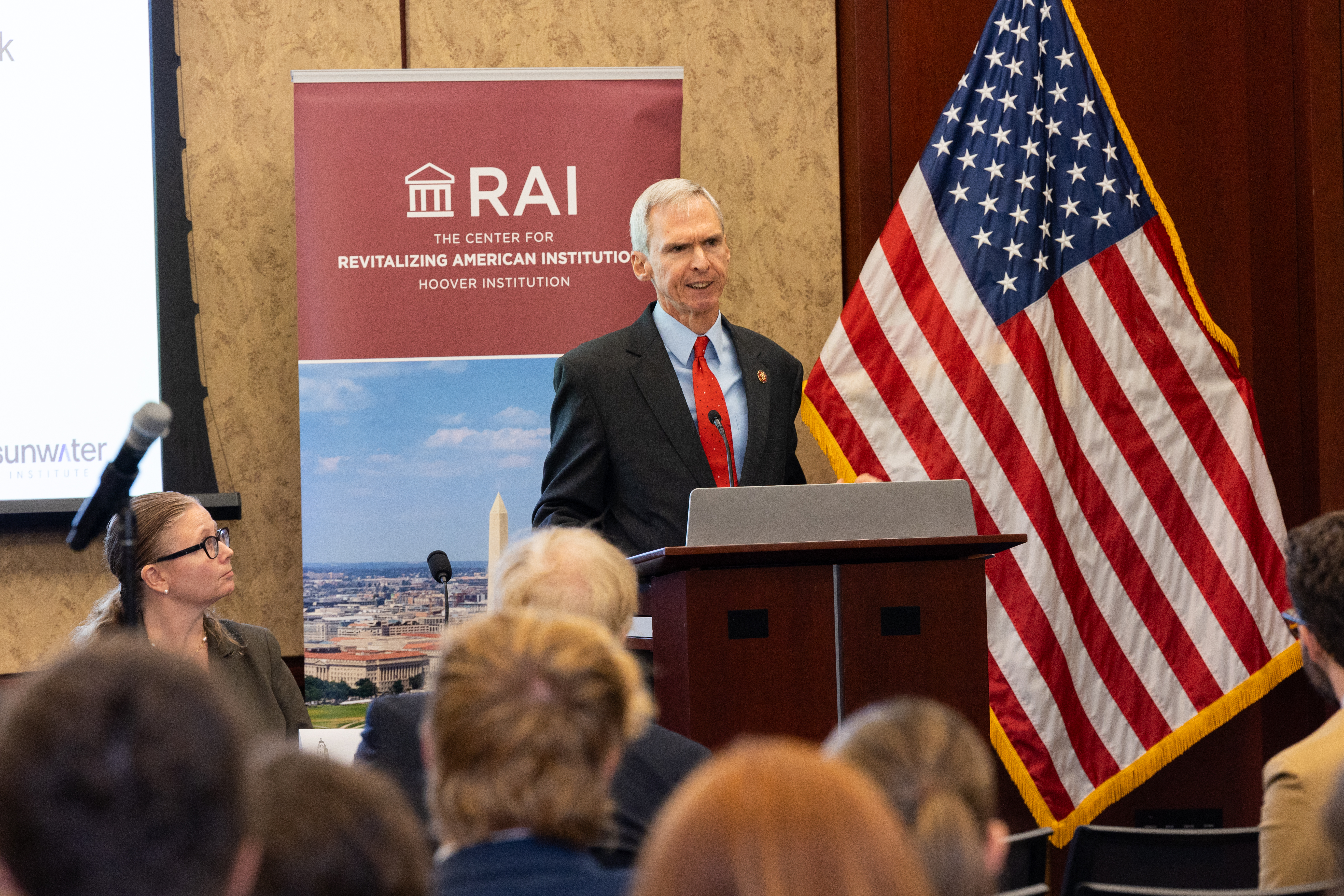 Distinguished Visiting Fellow Daniel Lipinski speaks about the “Revitalizing the House” report in Washington, DC, on September 17, 2024. (DMV Productions)