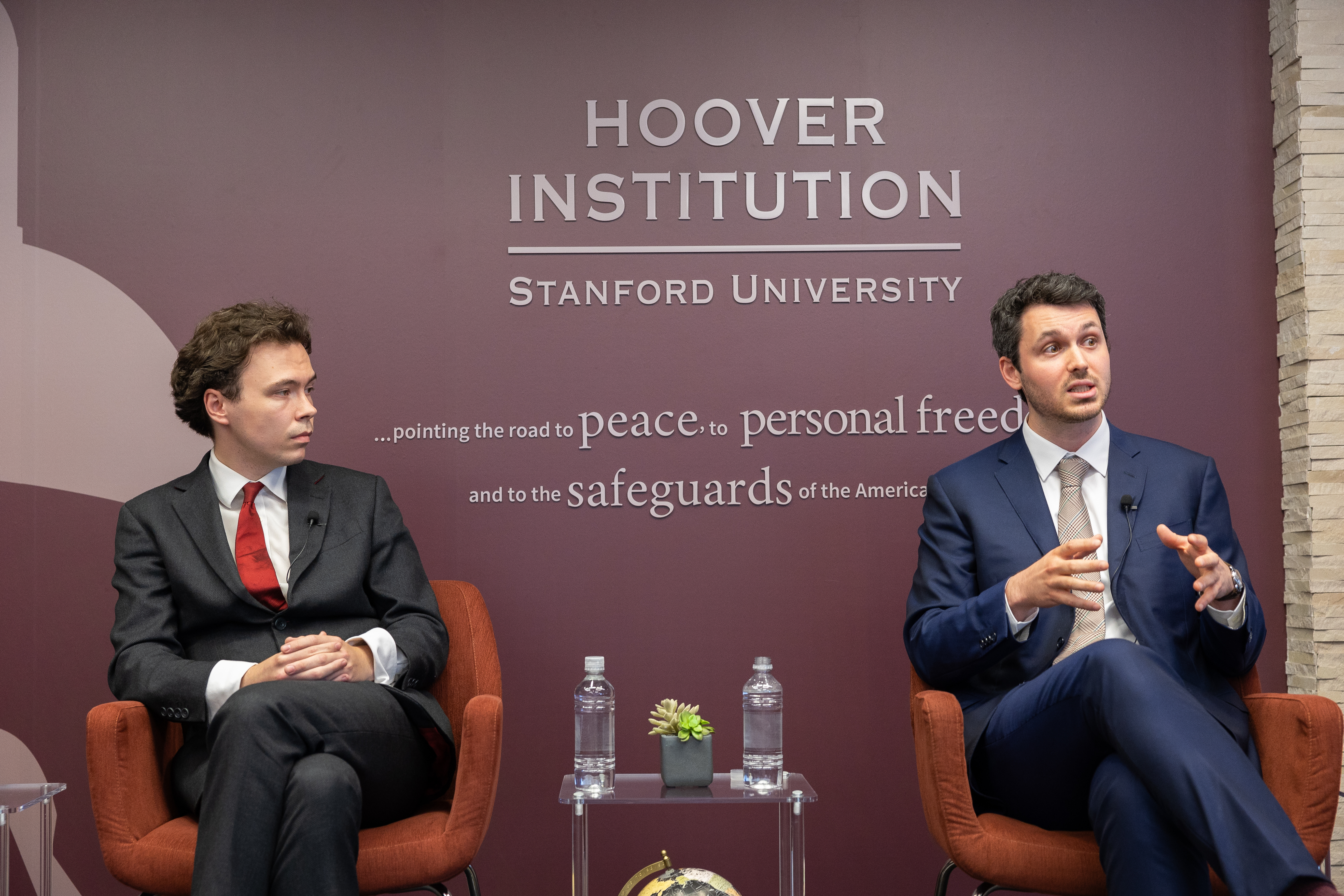 Hoover Fellow Eyck Freymann (right) speaks about On Day One: An Economic Contingency Plan for a Taiwan Crisis at an event in Washington, DC, on July 26, 2024.