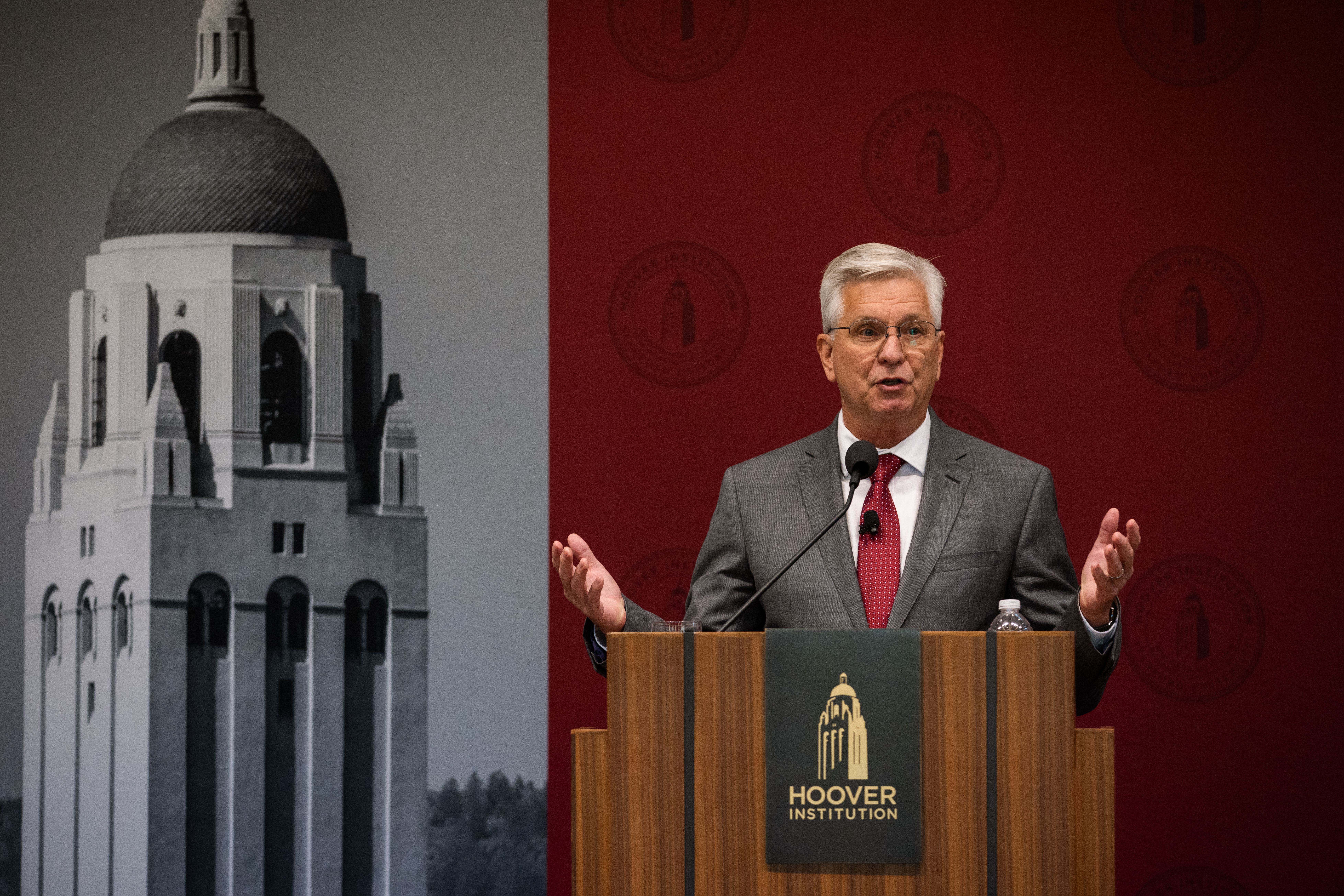 US Federal Reserve governor Christopher Waller speaks at the fiftieth-anniversary meeting of the Shadow Open Market Committee in Blount Hall on October 14, 2024. (Patrick Beaudouin)