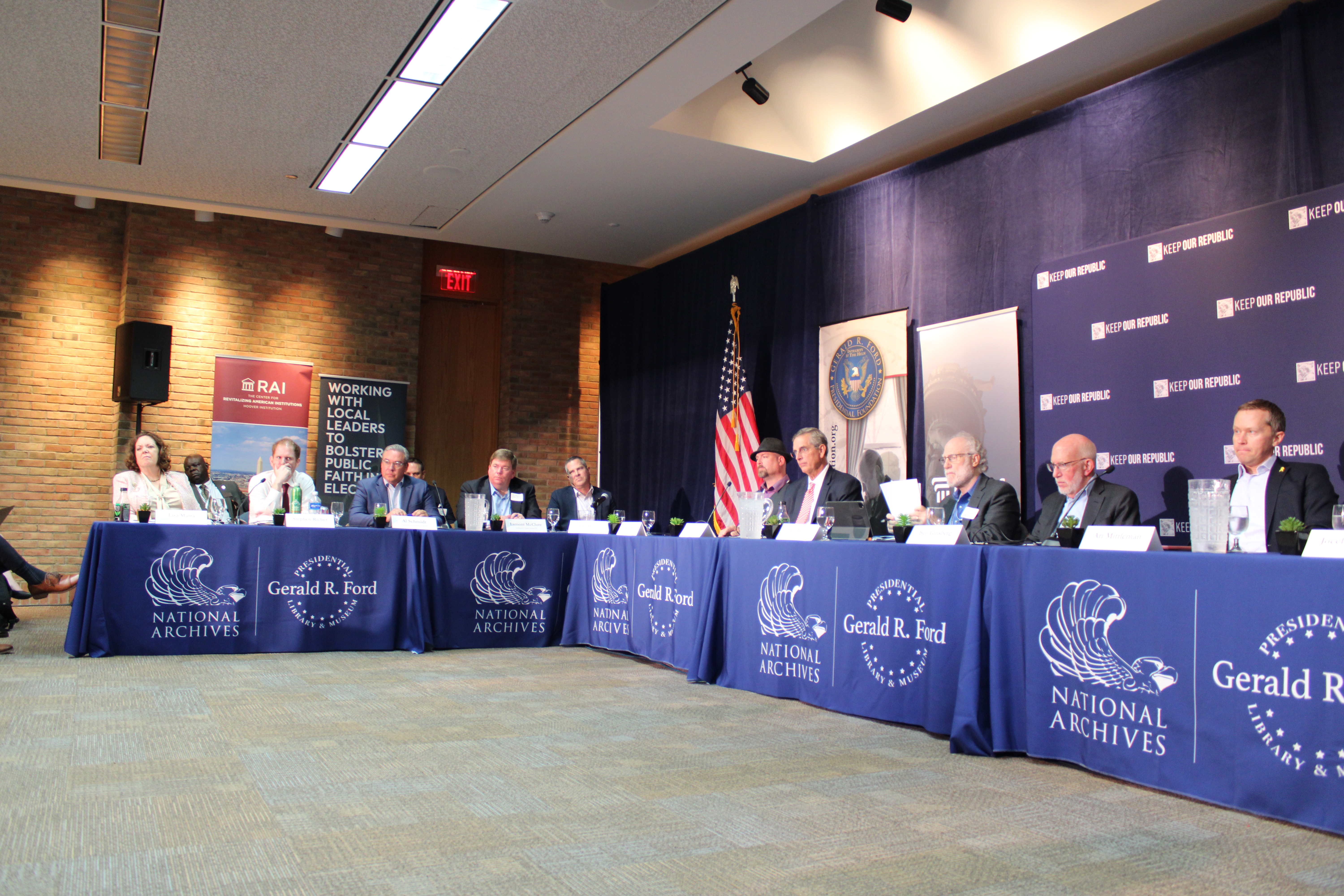 Distinguished Visiting Fellow Ben Ginsberg (right) attends the Ballots and Battlegrounds: Ensuring Election Safeguards event at the Gerald R. Ford Presidential Library on September 19, 2024. (Keep Our Republic)