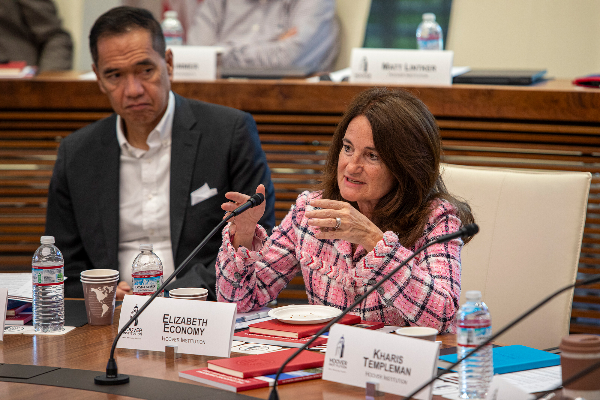 Senior Fellow Elizabeth Economy speaks at a forum hosted by the Stanford Emerging Technology Review on the topic of semiconductor security on May 22.