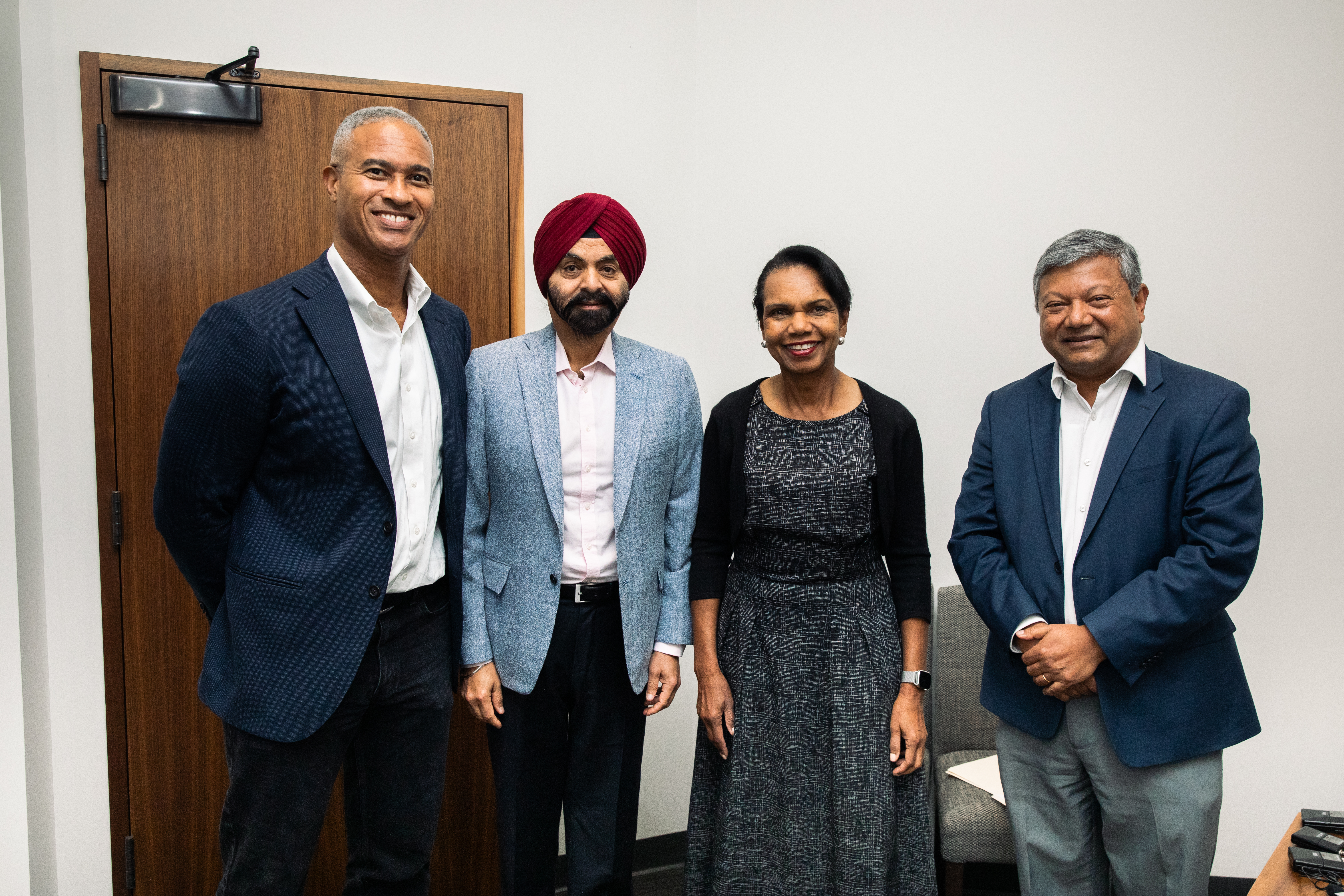 Peter Blair Henry, Ajay Banga, Condoleezza Rice, and Arun Majumdar (Patrick Beaudouin)