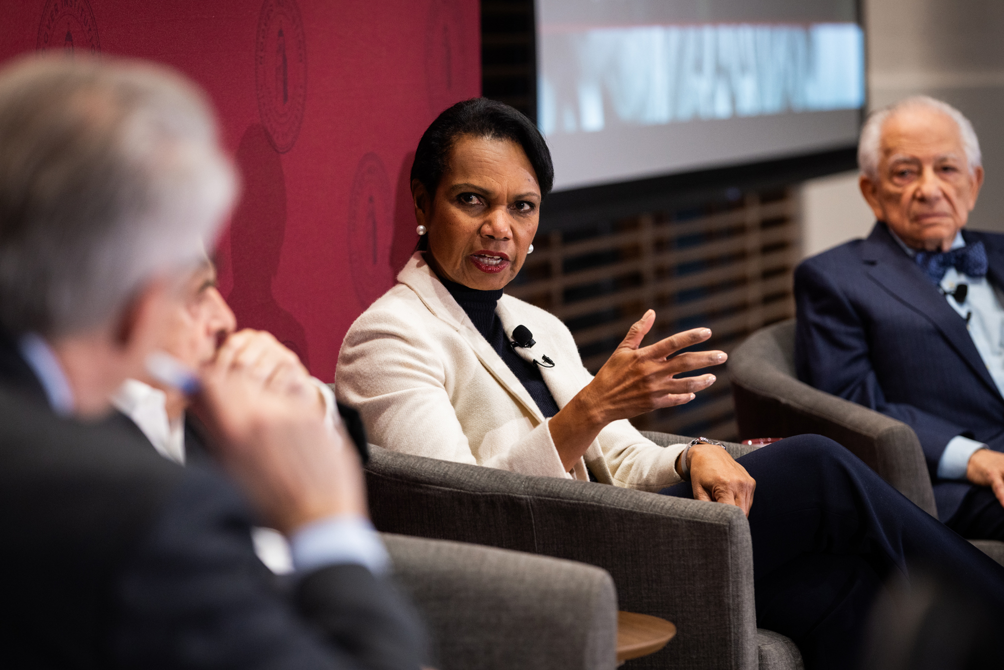 Hoover Institution Director Condoleezza Rice speaks during the inaugural George P. Shultz Memorial Lecture on Human Rights on February 12, 2025. (Patrick Beaudouin)