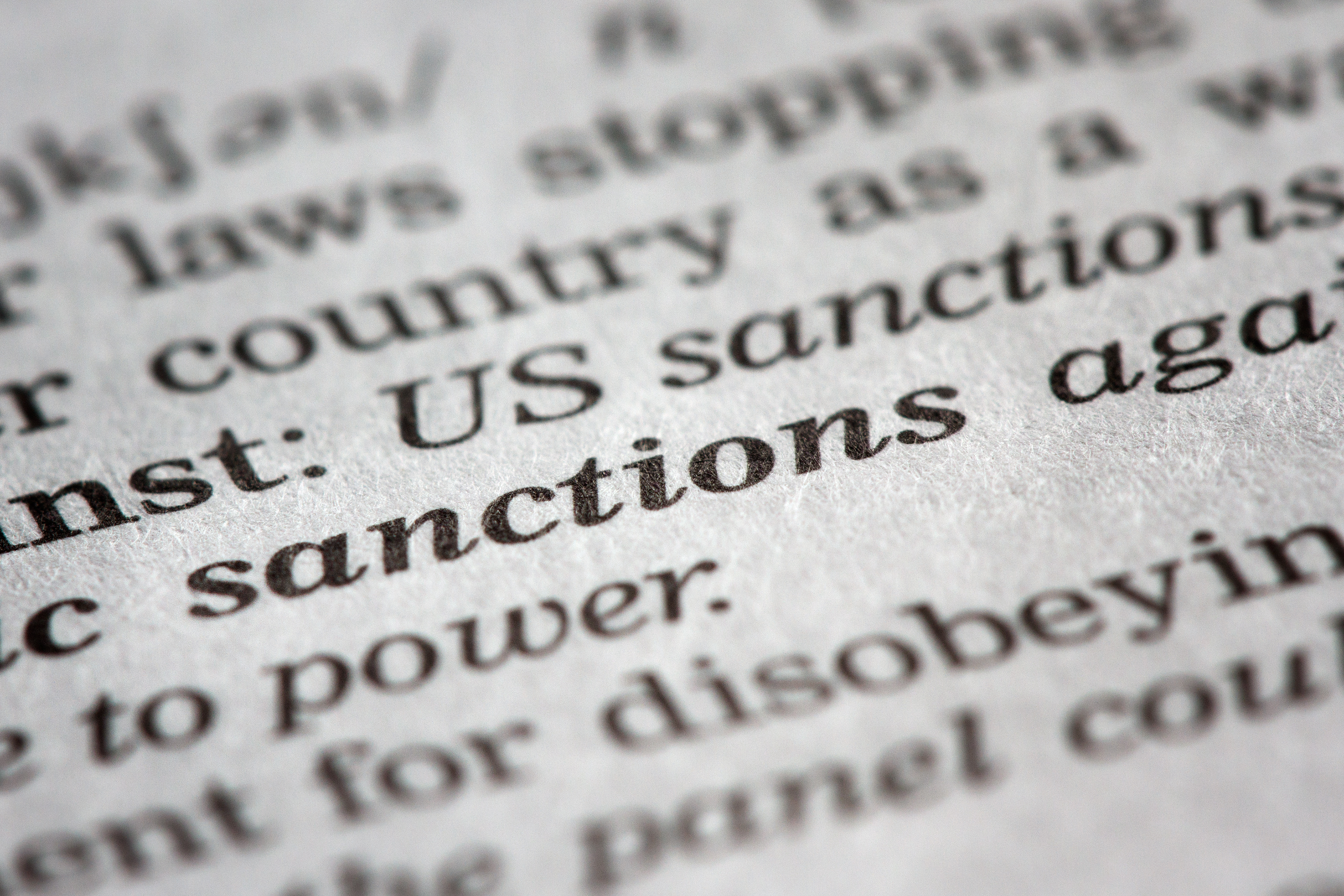 Black text on a white page that resembles a book. "Sanctions" is highlighted.