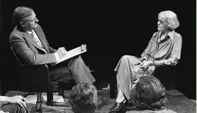 black and white photograph of William F. Buckley Jr. and Clare Boothe Luce, March 31, 1975