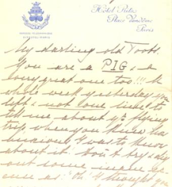 Handwritten letter on yellow paper from Grand Duchess to Princess Nina