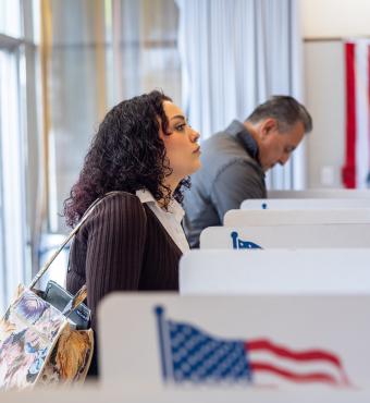 Americans voting in an election stock photo