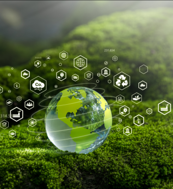 Net Zero Concept and Carbon Neutral Natural Environment Climate-neutral long-term emissions strategy, goals, sustainability, globe icon. green background stock photo