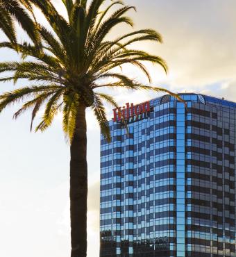 "Los Angeles, California, USA - November 18, 2012: View of the Hilton Hotel from the Universal Citywalk Hollywood."