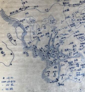 Fragment from an investigative map detailing local conditions in the Zhuhai and Macao area