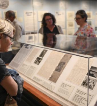 Visitor viewing The Battalion Artist exhibition 