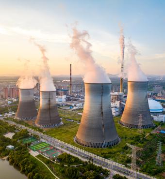 Night scene of power station stock photo