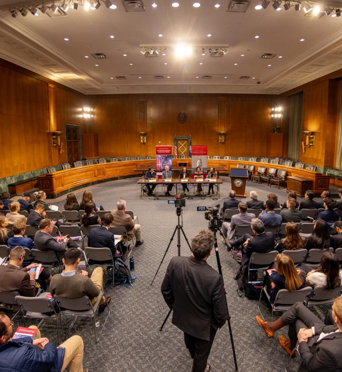 Stanford and Hoover Institution contributors to the Stanford Emerging Technology Review are seen on Capitol Hill on February 25, 2025. (DMV Productions)
