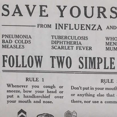 cropped photo scan of pamphlet from the Virginia Health Bulletin September 1919 Save Yourself from Influenza