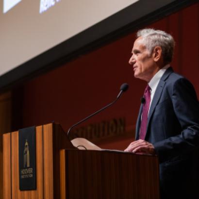 Scott Atlas speaking at the 2023 Summer Policy Boot Camp at the Hoover Institution