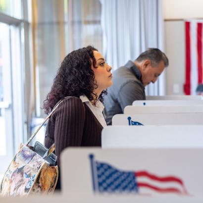 Americans voting in an election stock photo