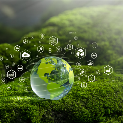 Net Zero Concept and Carbon Neutral Natural Environment Climate-neutral long-term emissions strategy, goals, sustainability, globe icon. green background stock photo