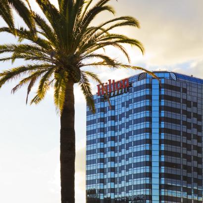 "Los Angeles, California, USA - November 18, 2012: View of the Hilton Hotel from the Universal Citywalk Hollywood."