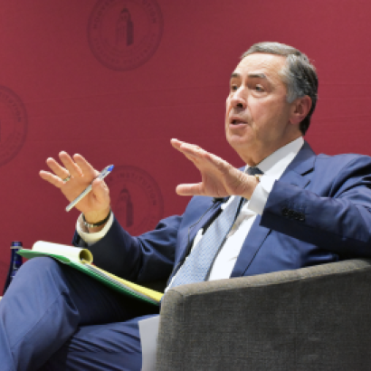 Brazilian Supreme Federal Court President Justice Luís Roberto Barroso speaks about his experience defending Brazil’s electoral system during a public question and answer session at the Hoover Institution on September 23, 2024. 