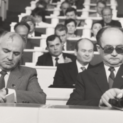 Mikhail Gorbachev with Wojciech Jaruzelski, Warsaw, 1986.