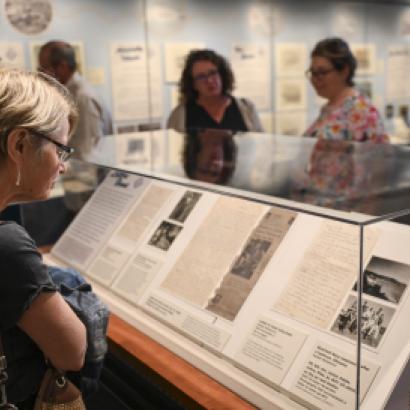 Visitor viewing The Battalion Artist exhibition 