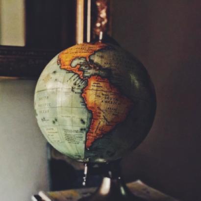 Globe turned to South America