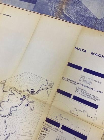 Image of maps in the Janice Perlman papers, blueprint maps of favelas