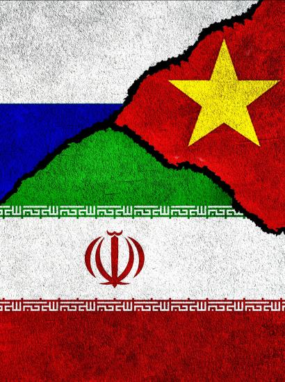 China, Russia, and Iran Flags