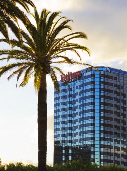 "Los Angeles, California, USA - November 18, 2012: View of the Hilton Hotel from the Universal Citywalk Hollywood."