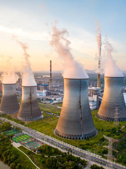 Night scene of power station stock photo