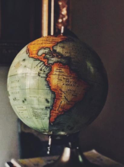 Globe turned to South America