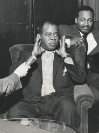 Louis Armstrong visits with Radio Liberty reporters