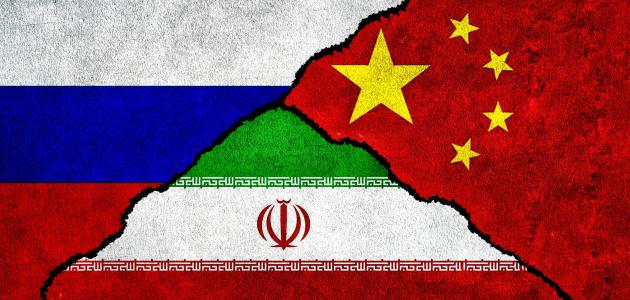 China, Russia, and Iran Flags