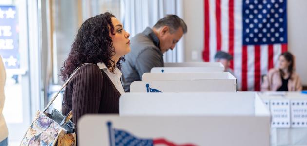 Americans voting in an election stock photo