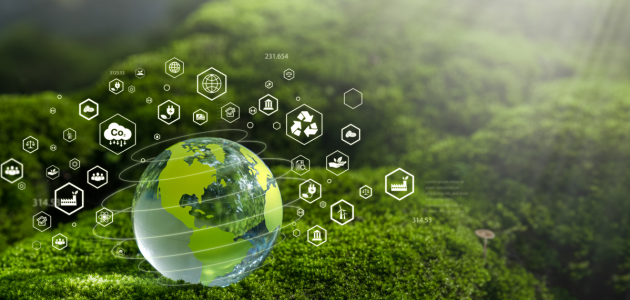 Net Zero Concept and Carbon Neutral Natural Environment Climate-neutral long-term emissions strategy, goals, sustainability, globe icon. green background stock photo