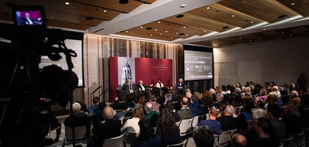 Attendees of the inaugural George P. Shultz Lecture on Human Rights are seen in Shultz Auditorium on February 12, 2025. (Patrick Beaudouin)