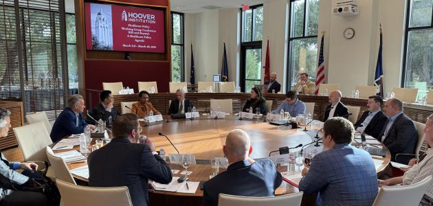 Attendees of the Healthcare Policy Working Group’s roundtable on pressing healthcare system challenges are seen in Annenberg Conference Room on March 3, 2025.