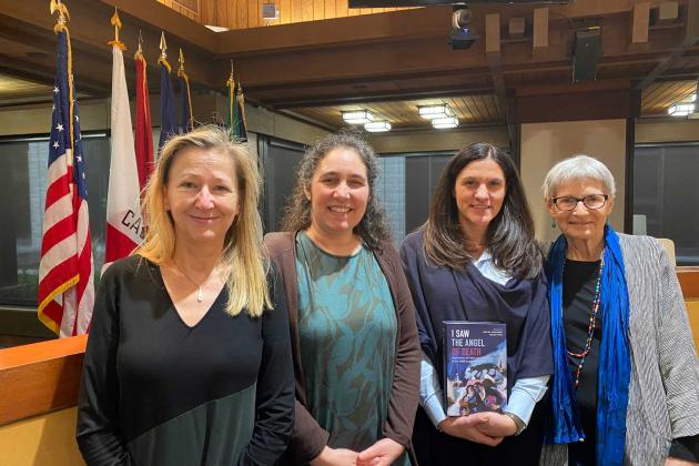 Jolluck, Adler, Friedla, and Grossman participants at book talk I Saw the Angel of Death